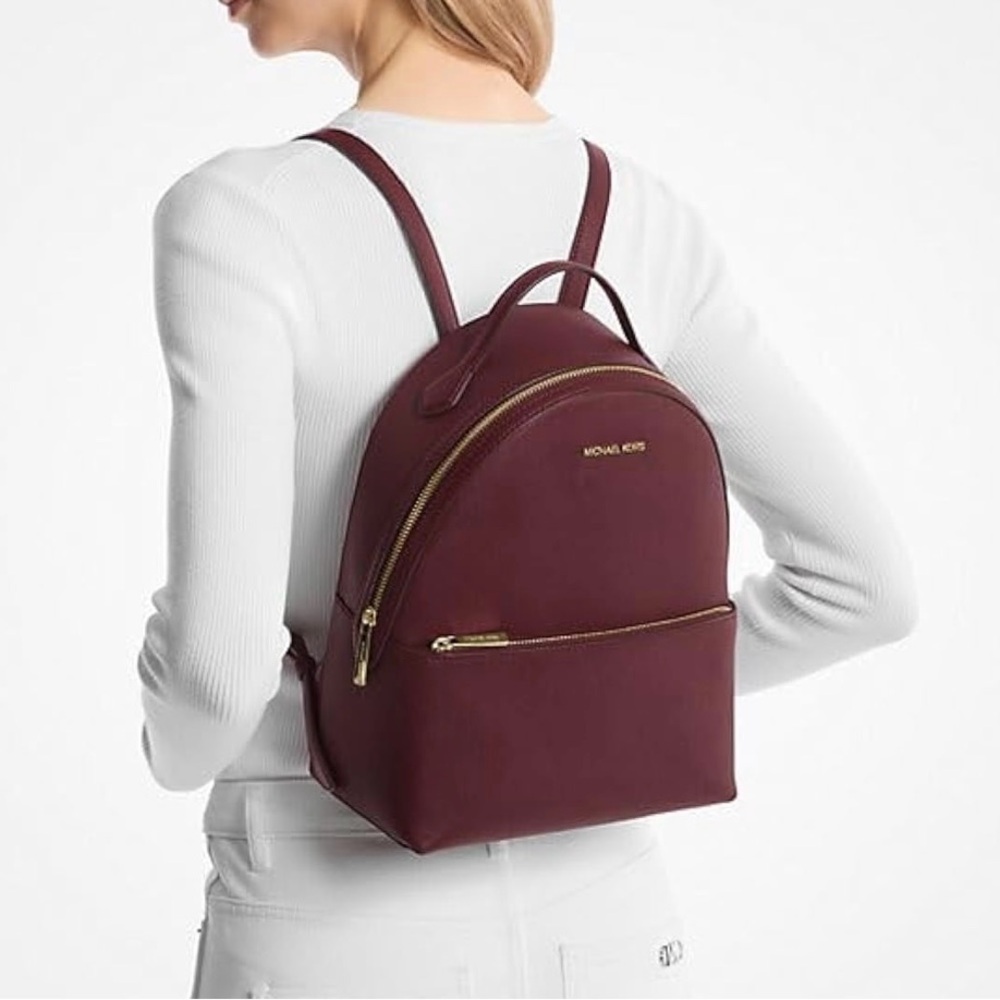 Michael Kors Jaycee Medium Leather Zip Pocket Backpack Oxblood/ Original Tag - Picture 5 of 6